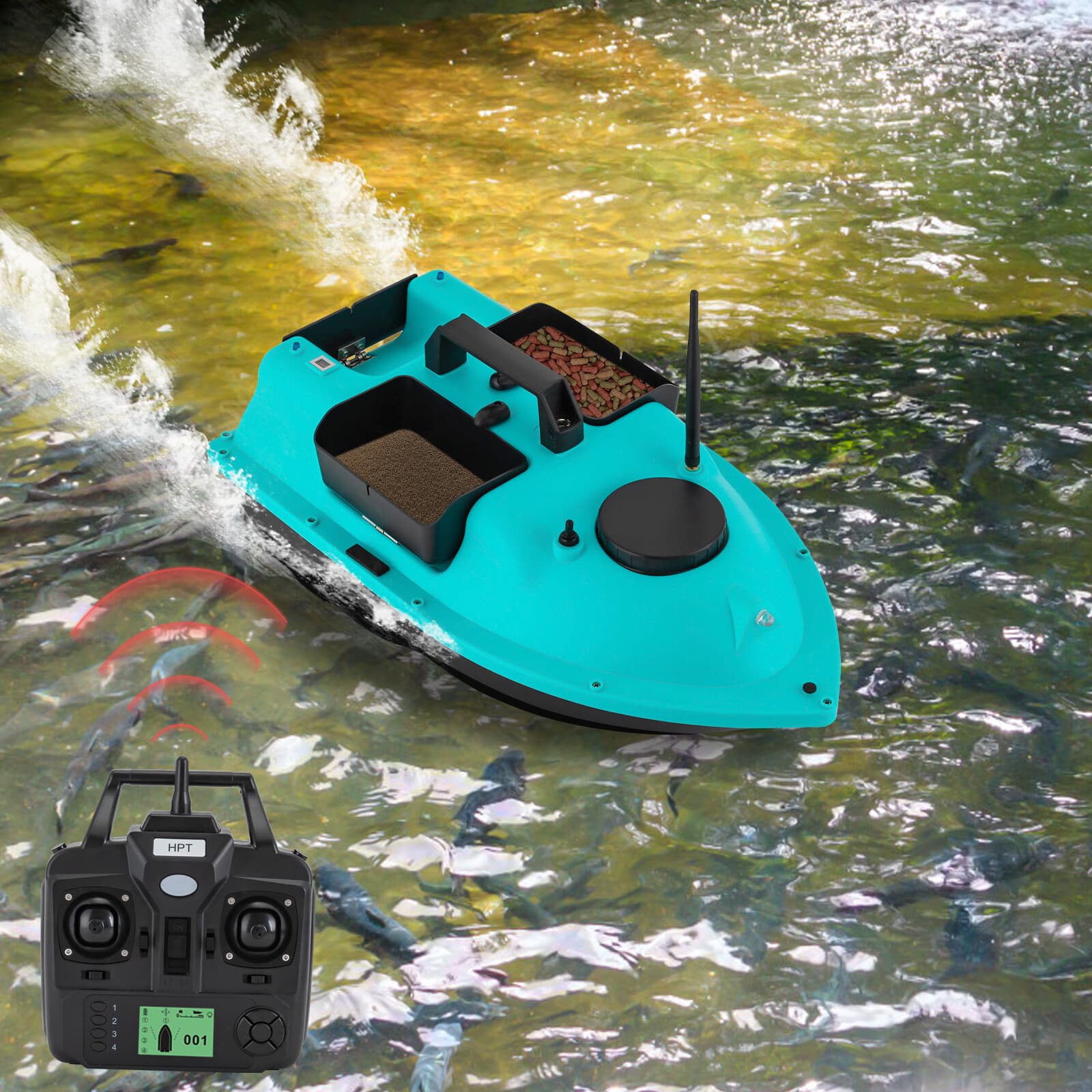 2* 5200mAh RC Fishing Bait Boat 600m Dual Motor For Sea Lake River LED Light 2
