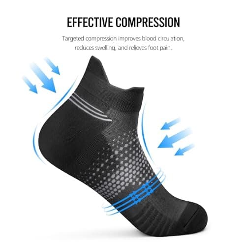  Ankle Compression Socks for Women 6 Pairs, Large-X-Large Black（6 Pairs） 6