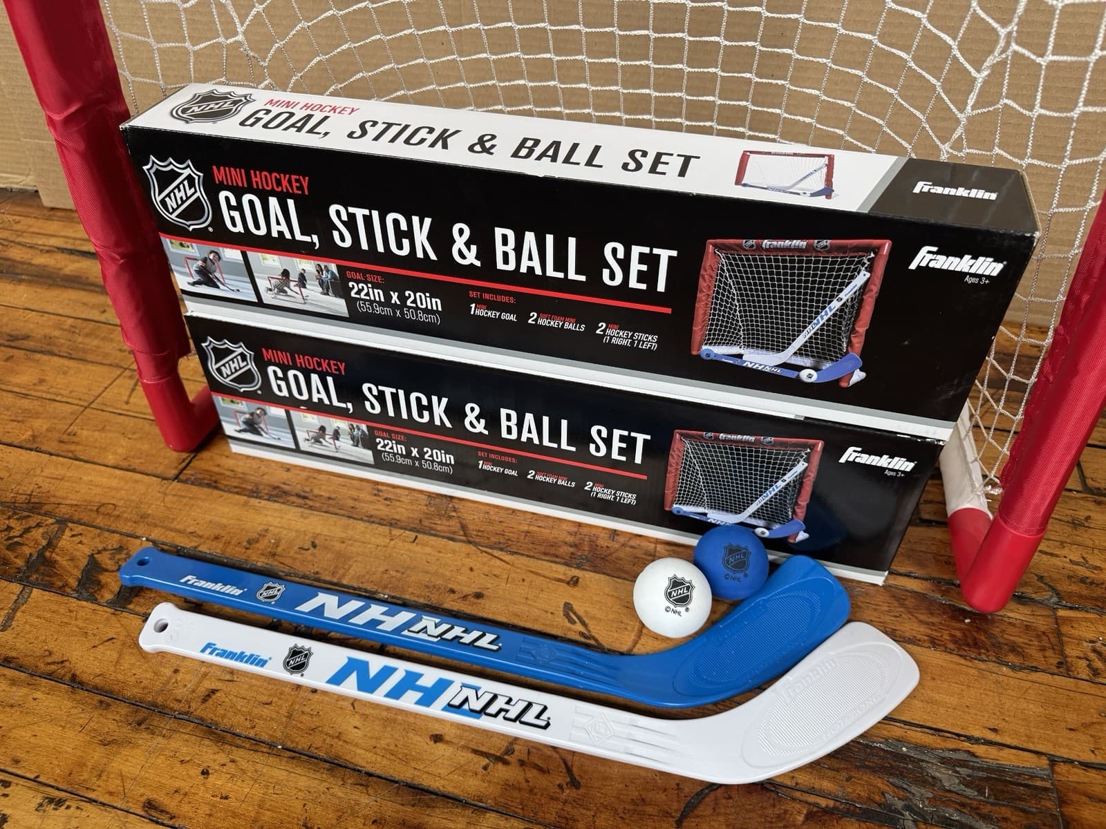 Franklin Sports NHL Kids Mini Hockey Set - 3 Goals, 6 Sticks and 6 Balls New 2