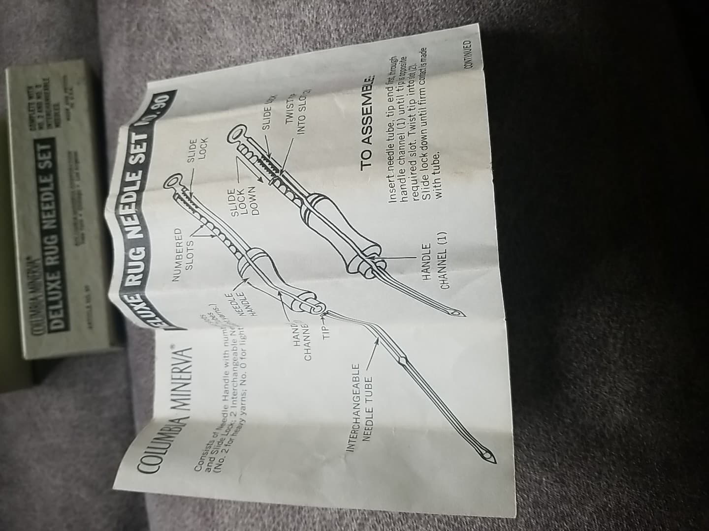 Vintage Columbia Minerva Deluxe Rug Needle Set, Original Box  #90 2