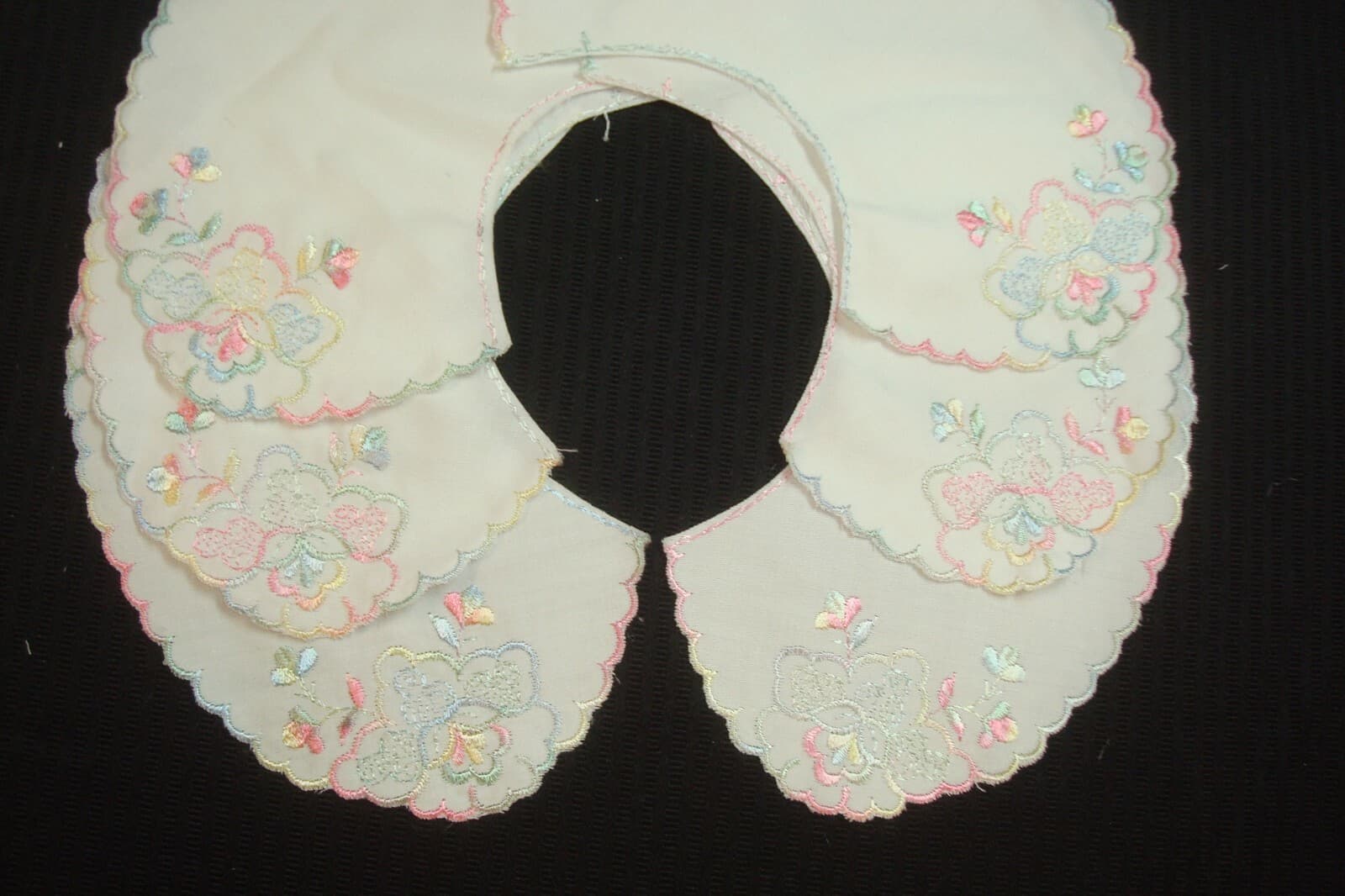 New 3 pr 6 pc Peter Pan Embroidered Dress Collar Girls 4" scalloped White cotton 2