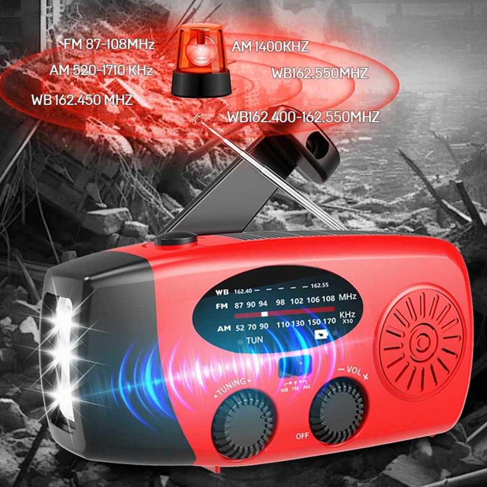 Solar Radio Hand Crank LED Flashlight Multifunctional Emergency Camping 4