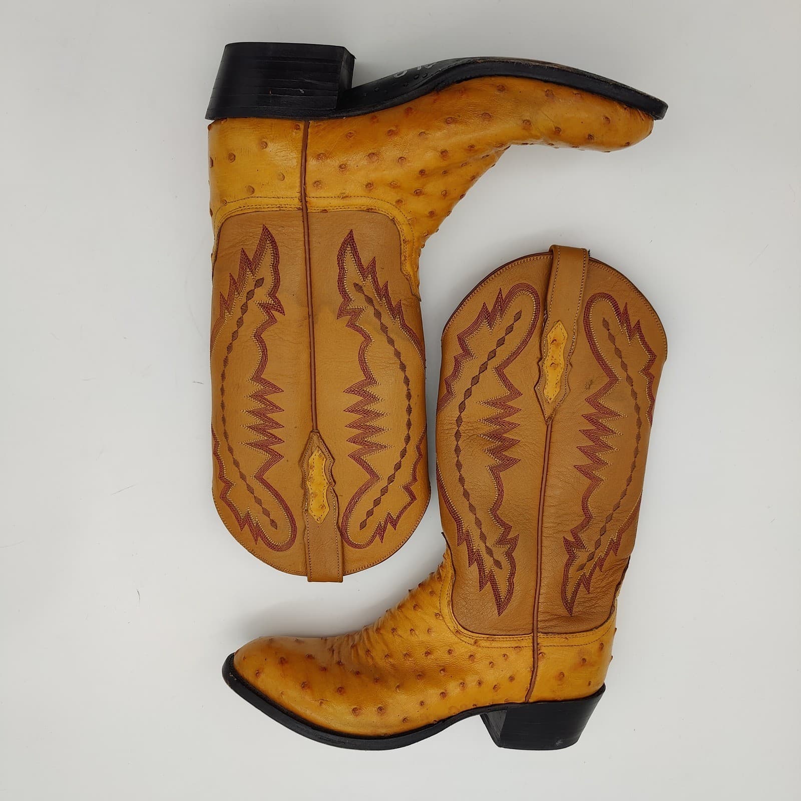 Lucchese 2000 Full Quill Ostrich Leather Cowboy Boots Mens 7.5D Western Exotic 3