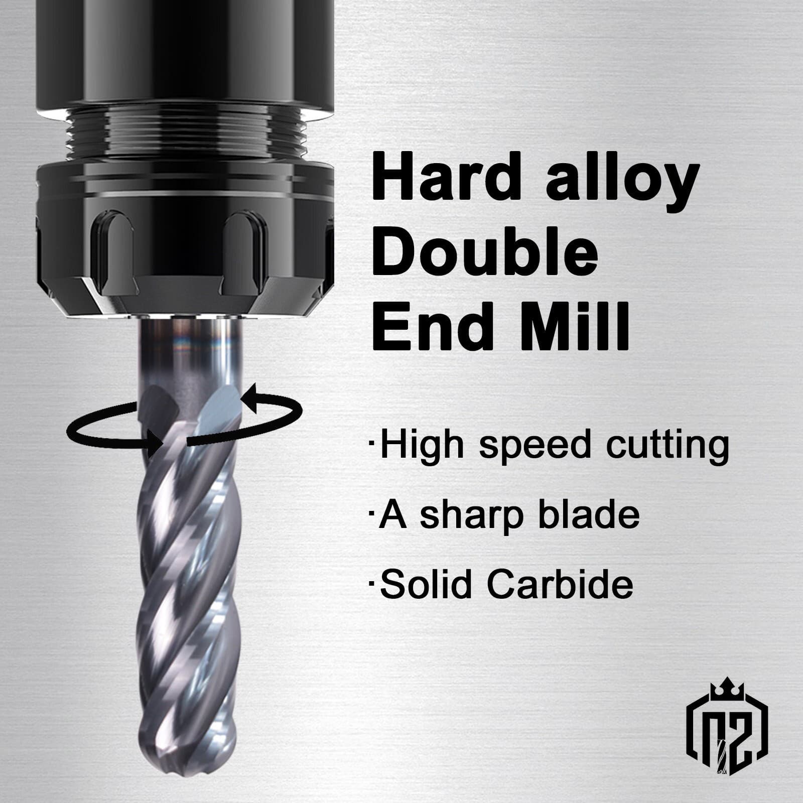 1/4" 4 Flute 2-1/2" Overall Length Ball Nose Solid Carbide End Mill AlTiN Coated 5