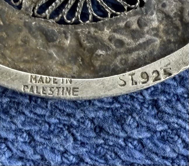 Antique Palestine Hebrew Hadassah Sterling Silver Filigree Brooch Star Of David 3