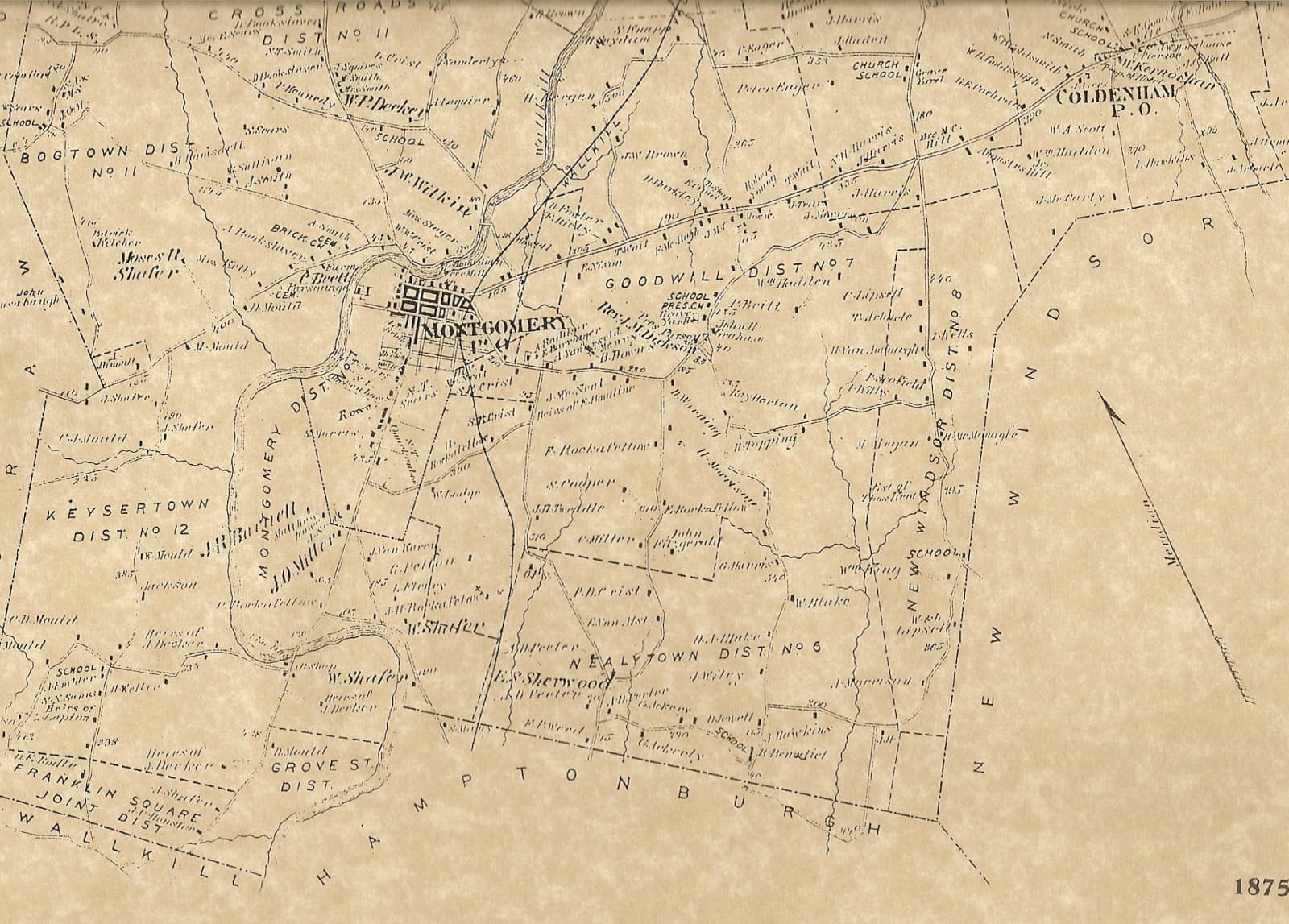 Montgomery Walden John Wayne Airport NY 1875 Map with Homeowners Names Shown 2