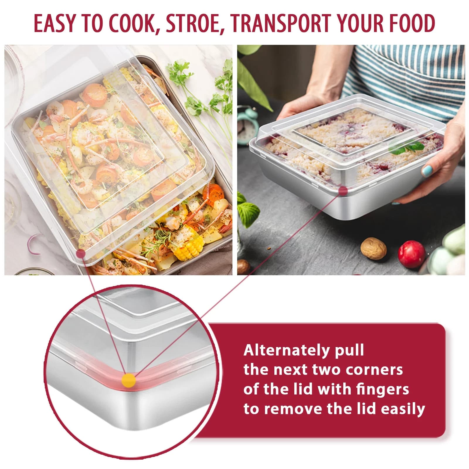 12 Piece Stainless Steel Bakeware Sets, Metal Baking Pan Tray Set, Non-Toxic 2