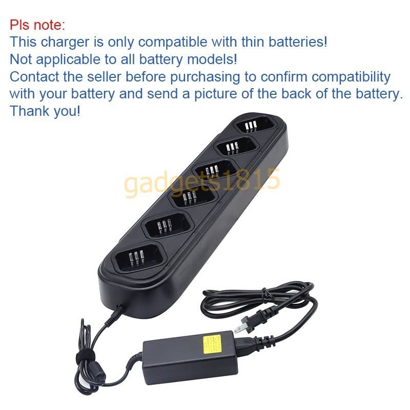 Six Way Rapid Charger for Motorola CP200 CP200d CP040 PR400 EP450 Thin Battery 6