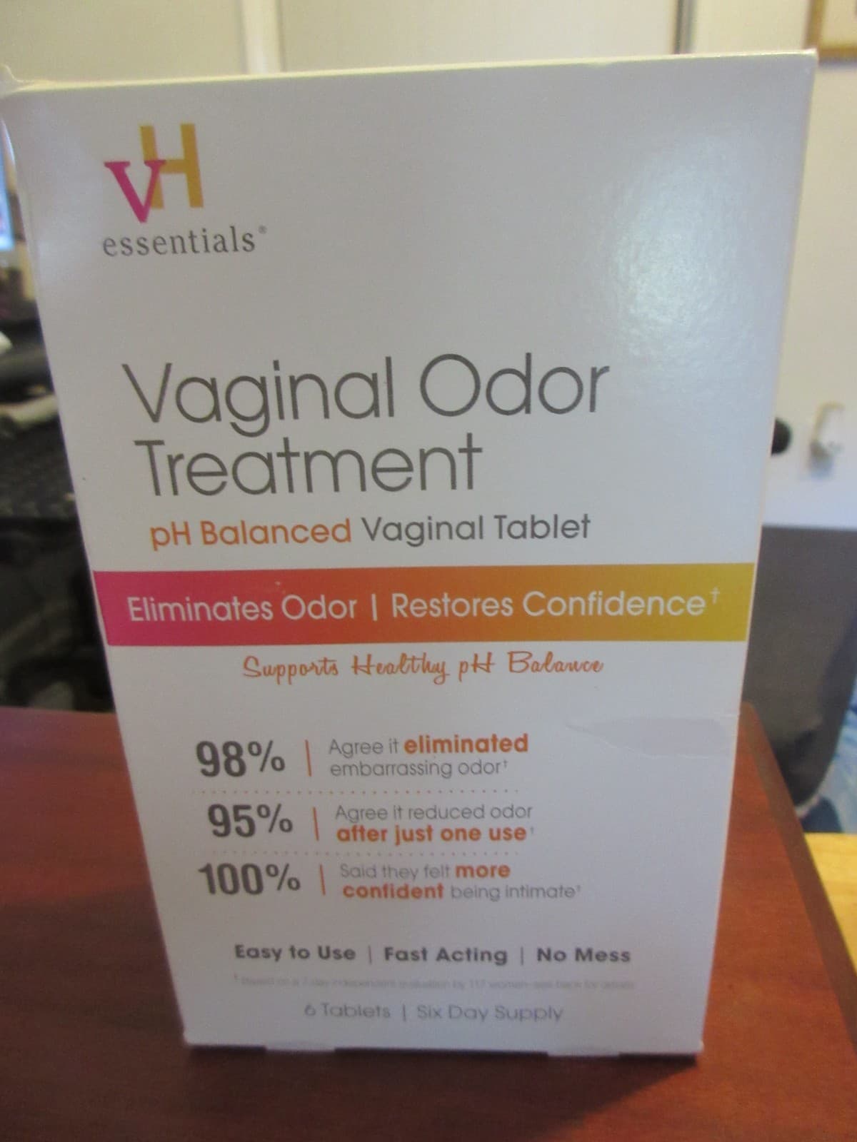 vH essentials Vaginal Odor Treatment - pH Balanced Vaginal Suppositories - 6 Day