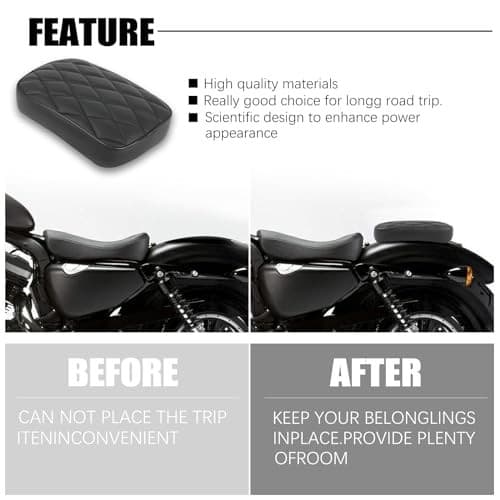  Motorcycle Leather Pillion Rear Passenger Pad Seat 8 Suction Black-Diamond 4
