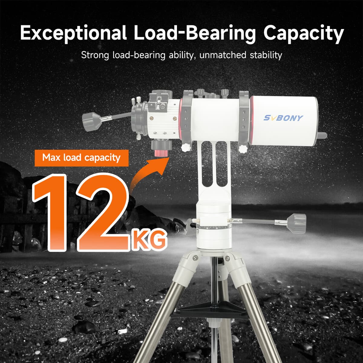 SVBONY SV225 Alt-Azimuth AZ Telescope Mount + Aluminum Tripod Sturdy Extendable 3