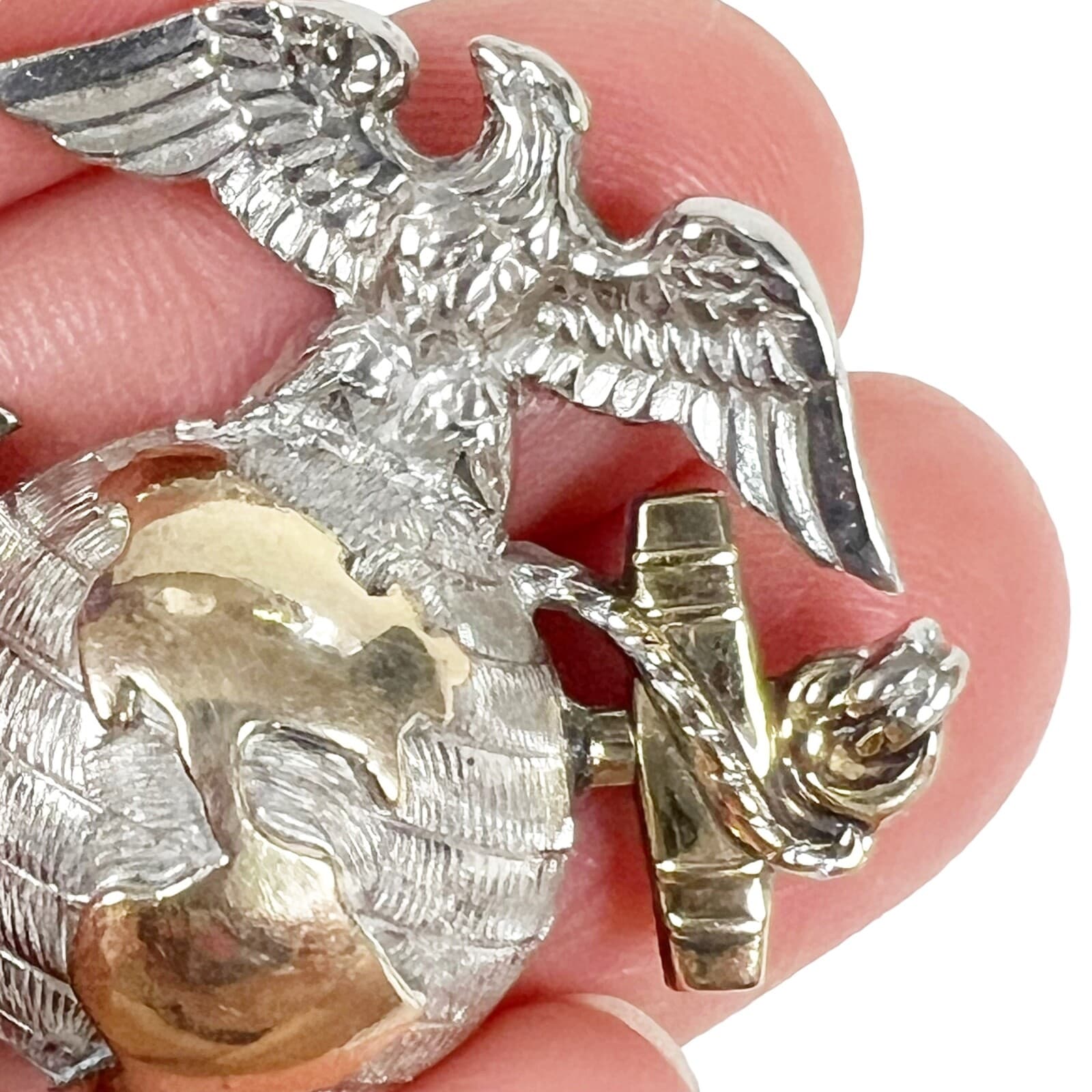 Sterling & Gold Filled WWII Vtg US Marine Officer Dress Pin Collar Insignia READ 3