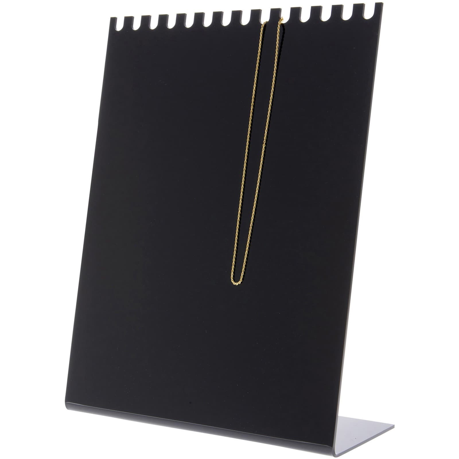 Plymor Black Acrylic Necklace Display Stand With Hooks, 10.625"W x 4"D x 13.5"H 2