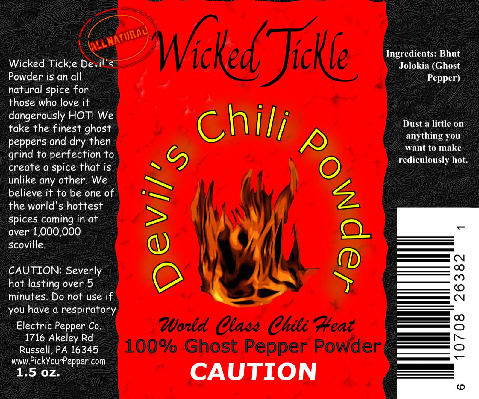 Ghost Pepper Powder Dried Chili Spice Devil's Chili Wicked Tickle Hot Seasoning 5