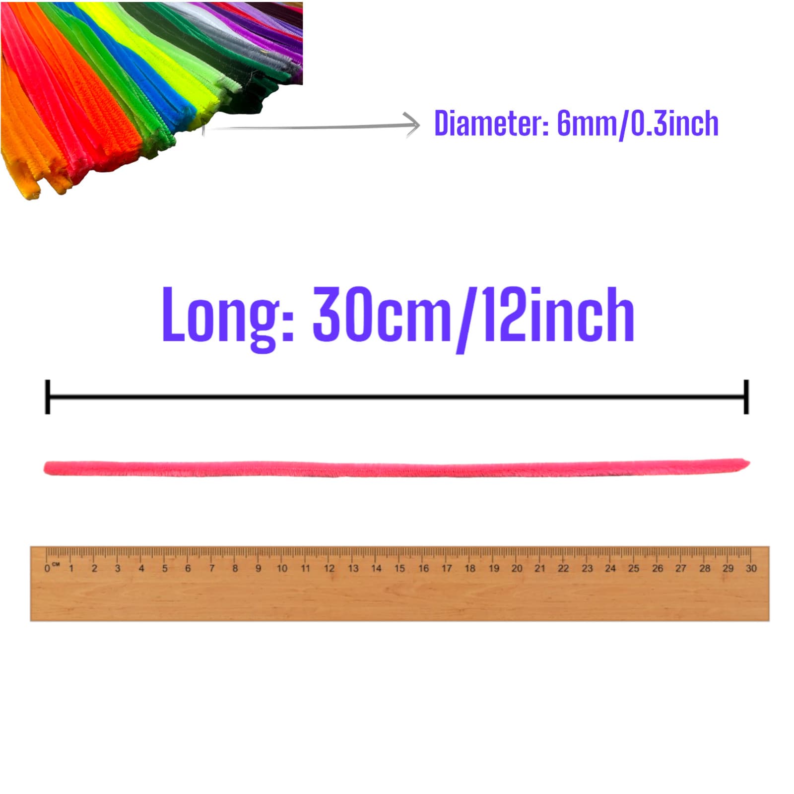 200Pcs Green Pipe Cleaners Craft Bulk Supplies 12inch x 6mm 2