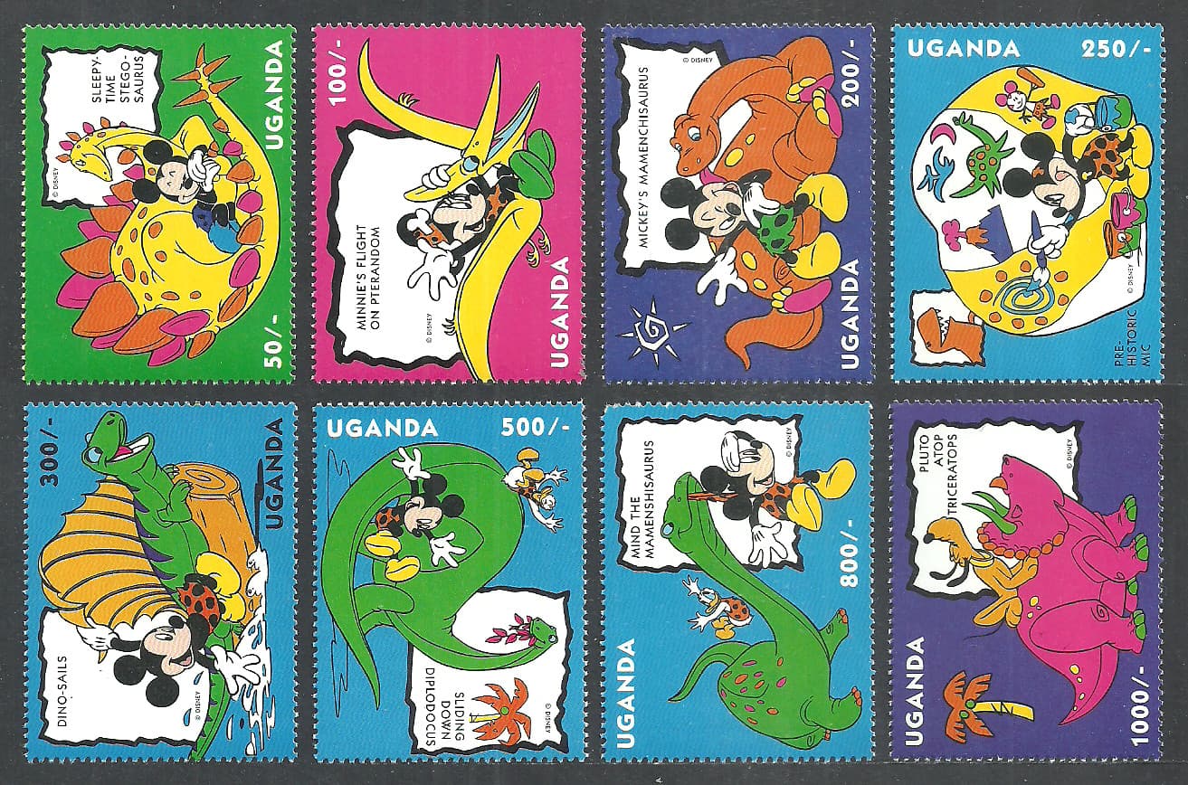 UGANDA 1993 DISNEY PREHISTORIC DINOSAURS SET & 2 M/SHEETS MNH 3