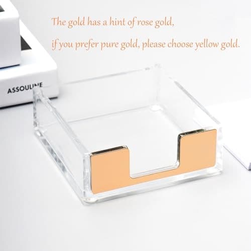  Gold Sticky Note Holder Clear Acrylic Post a Note Dispenser Cute Matt Gold 4