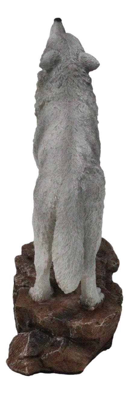 Woodlands Wildlife Mystical Alpha Gray Wolf Howling to The Moon Figurine Decor 3