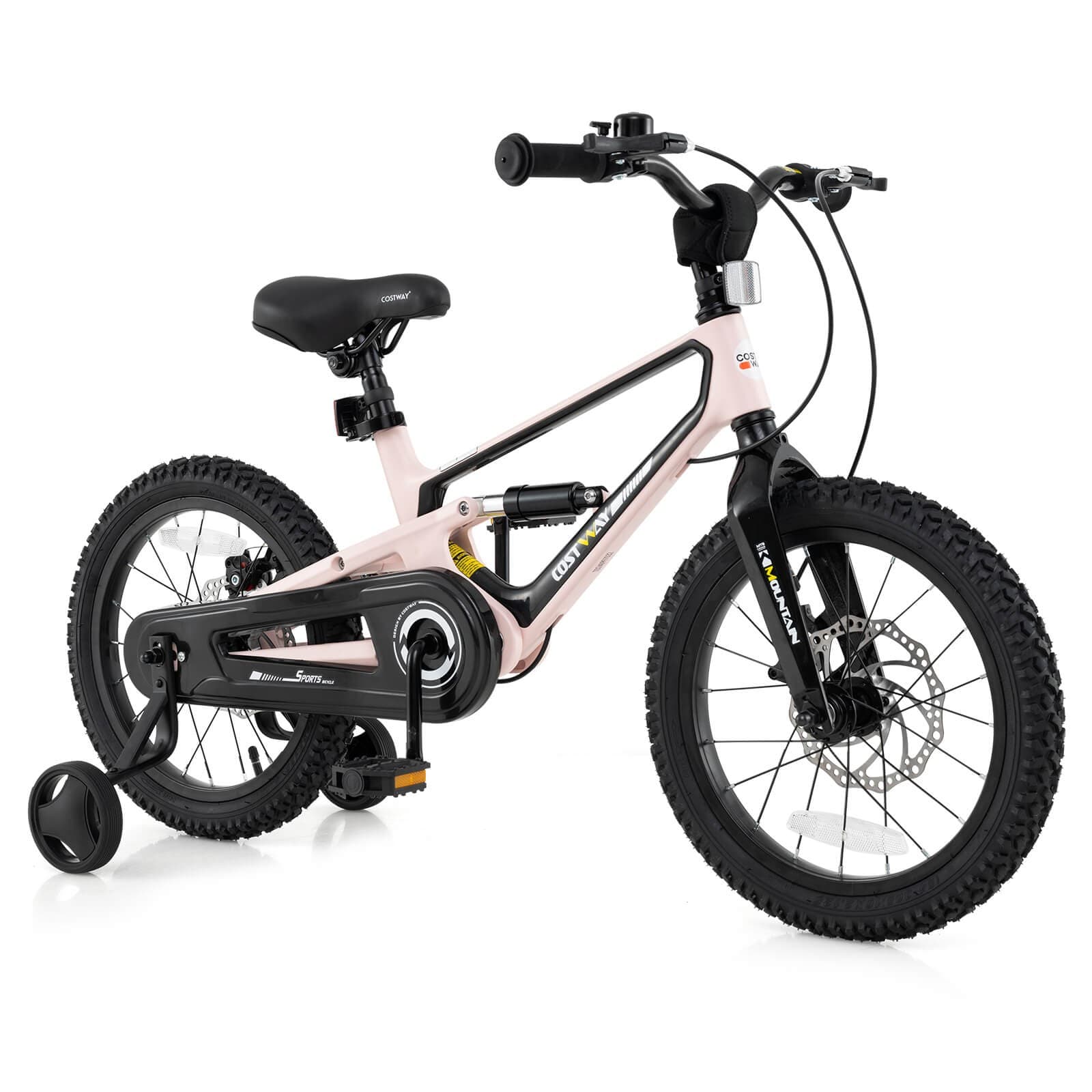 16 Inch Children Bicycle w/ Training Wheels & Double Disc Brakes Adjustable Seat