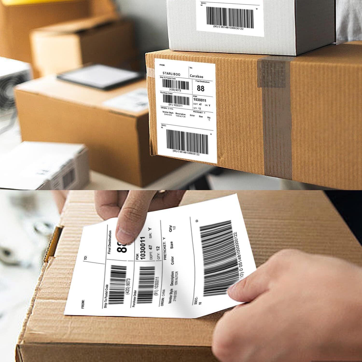 Fanfold 4" x 6" Direct Thermal Labels Perforated for Zebra Rollo MUNBYN Printers 5