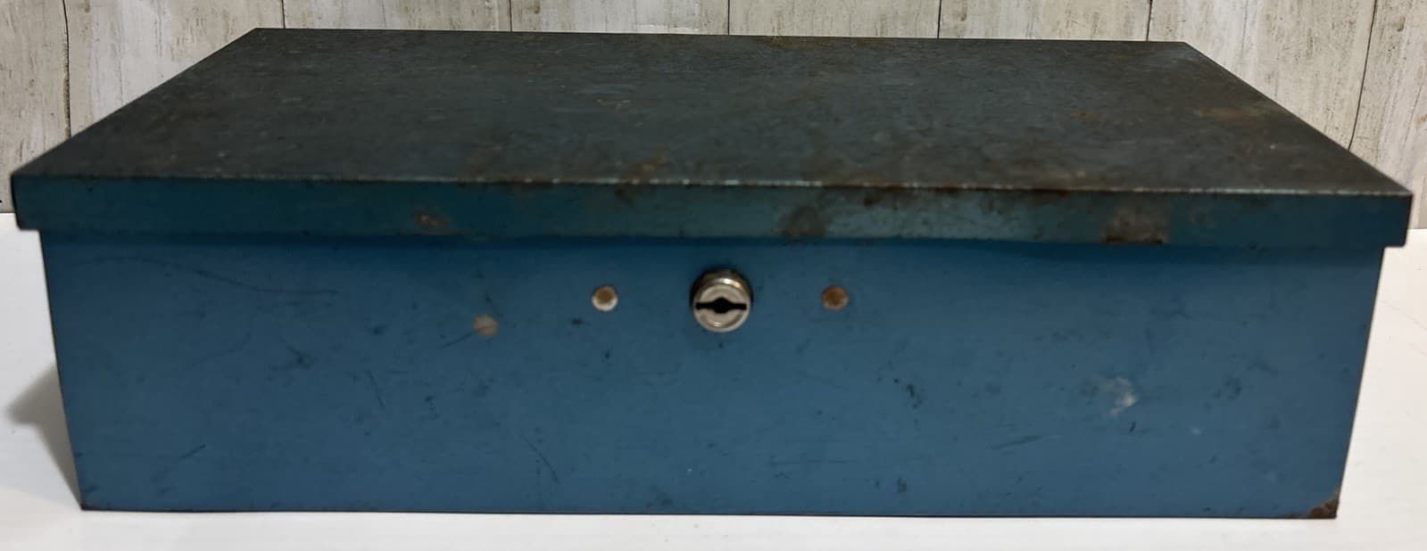 VTG Merriam No. 8 Guardsman Metal Storage Box Rectangular Blue NO KEY 5