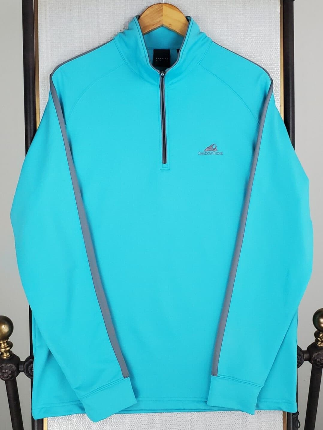 DUNNING x SHADOW RIDGE Size Large Turquoise 1/4 Zip Performance Pullover Golf 5