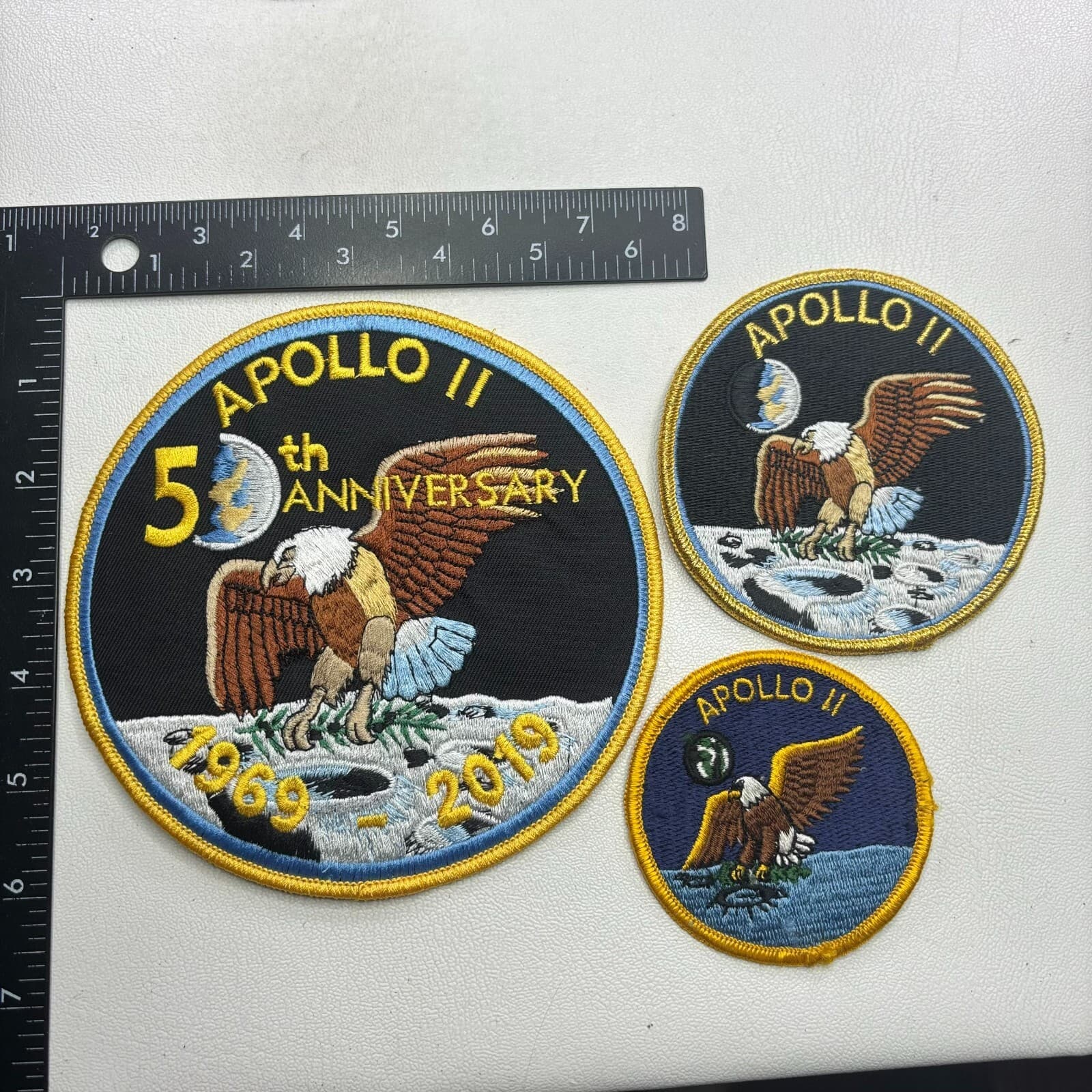 3 PATCHES LOT Inc. 50TH NASA Patch APOLLO 11 Astronauts Moon Lunar Mission 52D8
