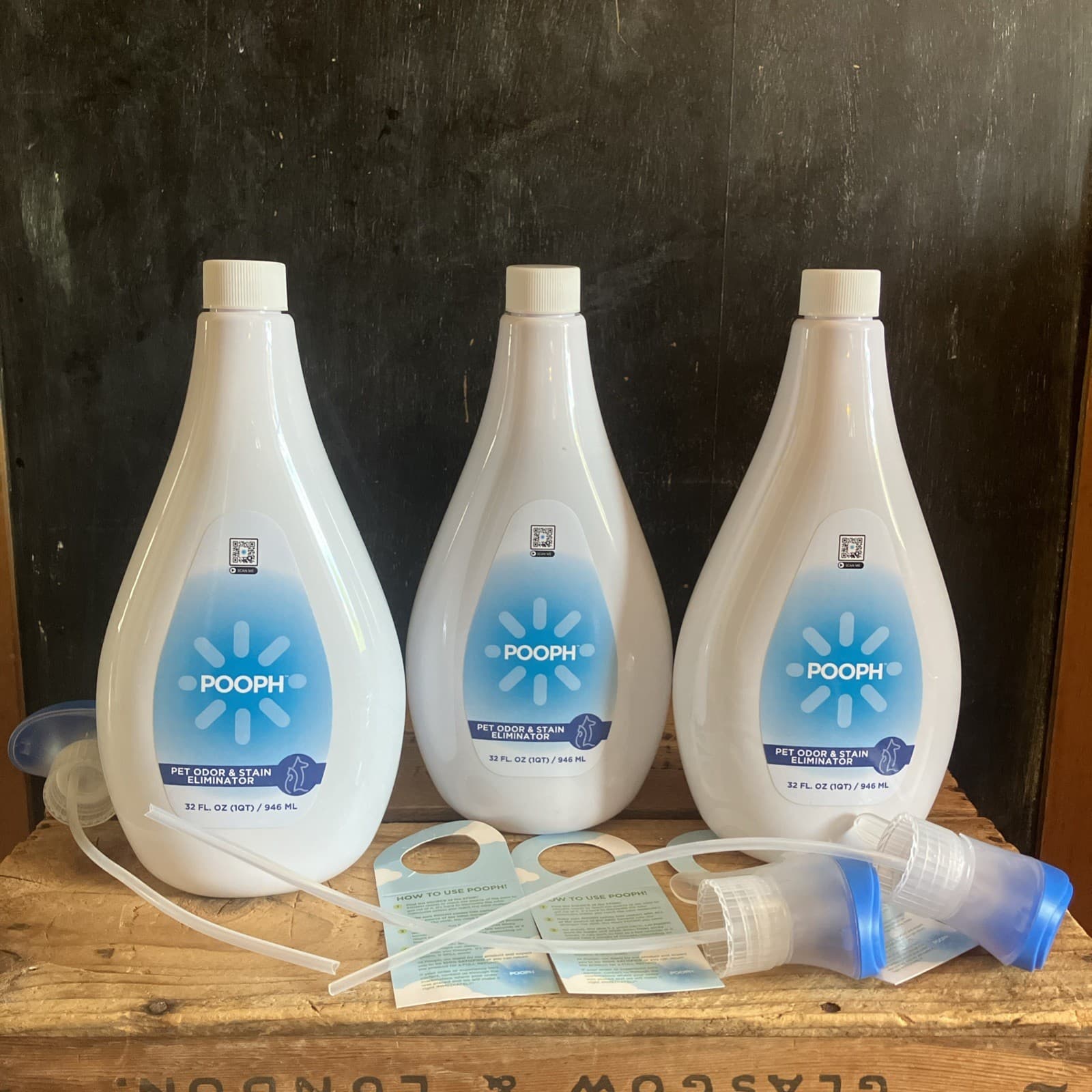 3X Pooph Pet Odor Eliminator (Large 32 oz Size) Freshener Spray For Dogs Cats