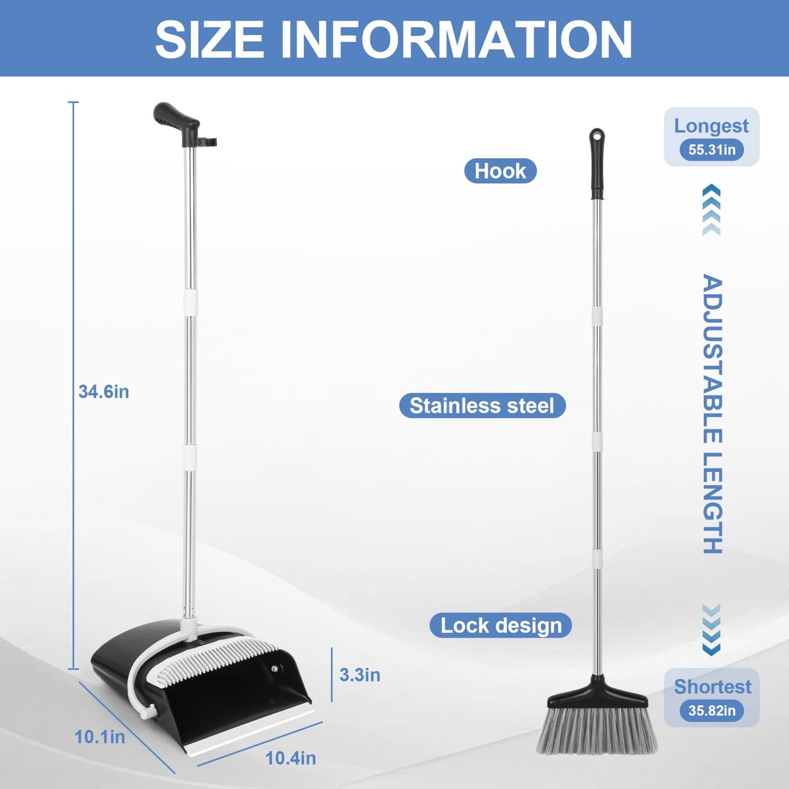 Broom and Dustpan Set Lightweight Upright Lobby Broom and Dust Pan Combo 2