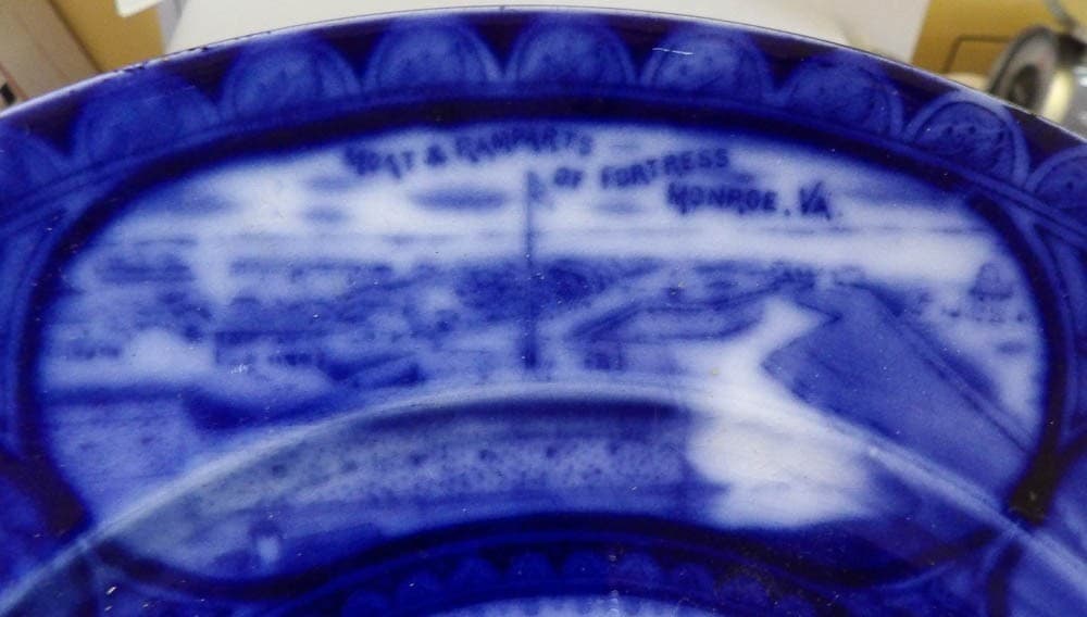 1907 Royal Stafford. Eng. Flow Blue Bird's Eye View Jamestown Exposition Plate 4