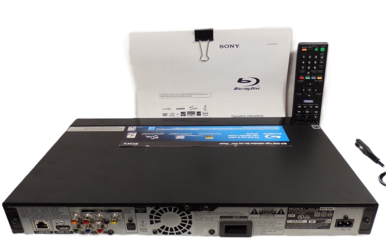 Sony BDP-S360 Blu-ray DVD Player - Tested Working - Remote, Manual, Power Cord 5