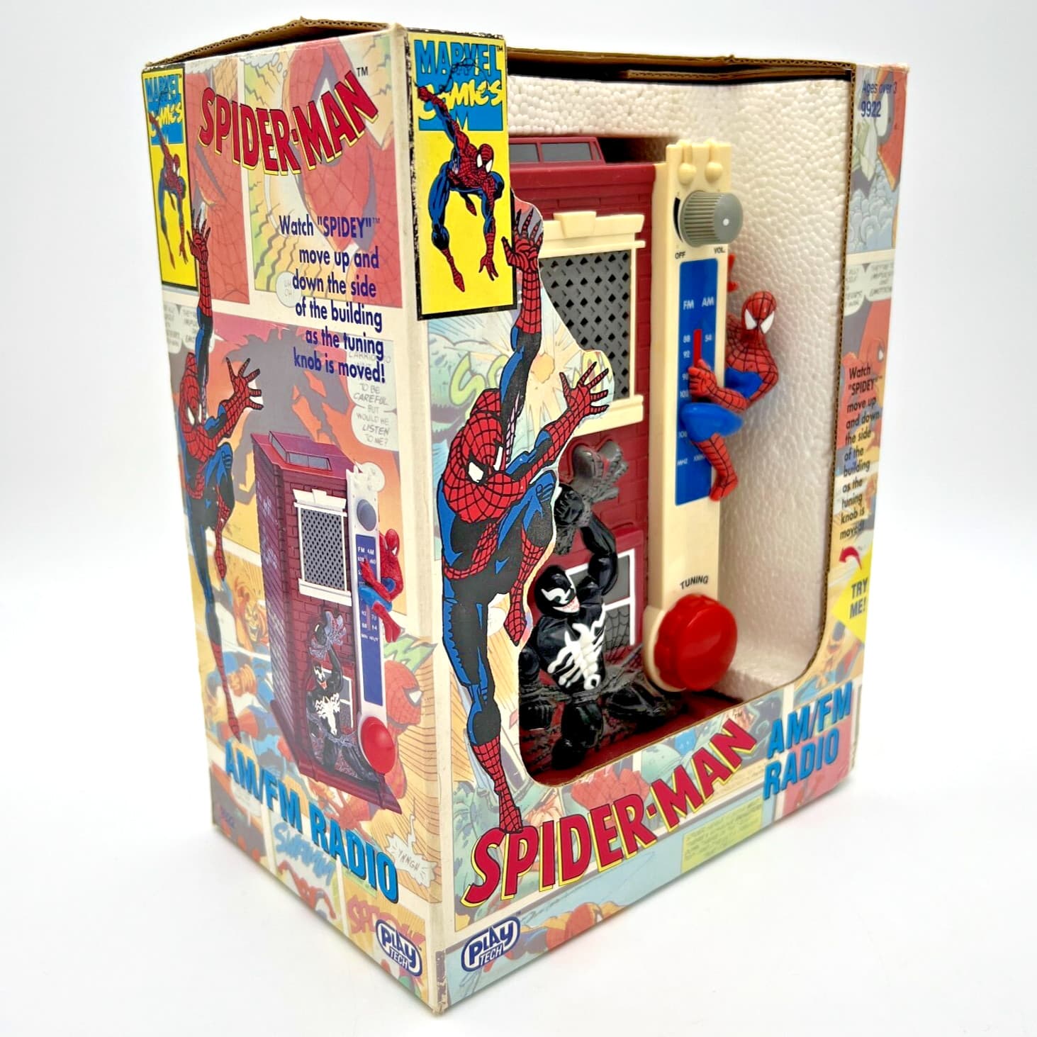 1993 Play-Tech Marvel Comics SPIDER-MAN & VENOM AM/FM Radio 2