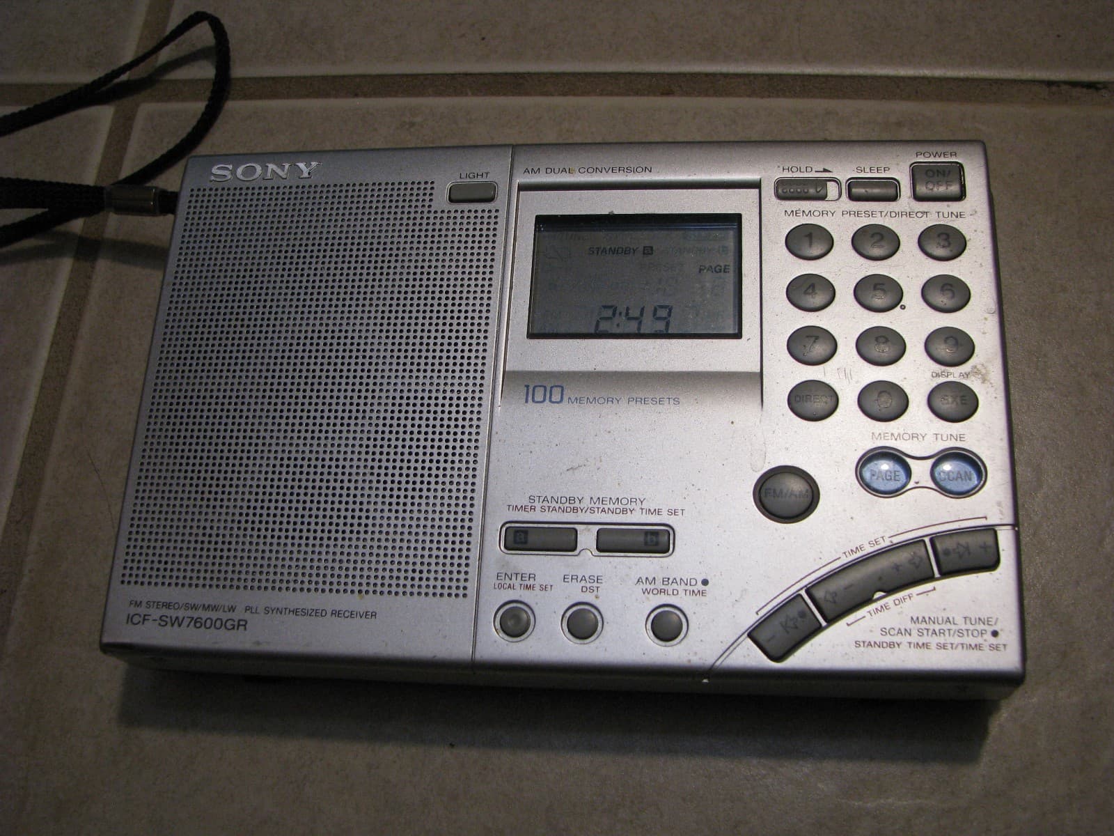 Sony ICF-SW7600GR PLL Synthesized Receiver FM-Stereo/SW/MW/LW Tested