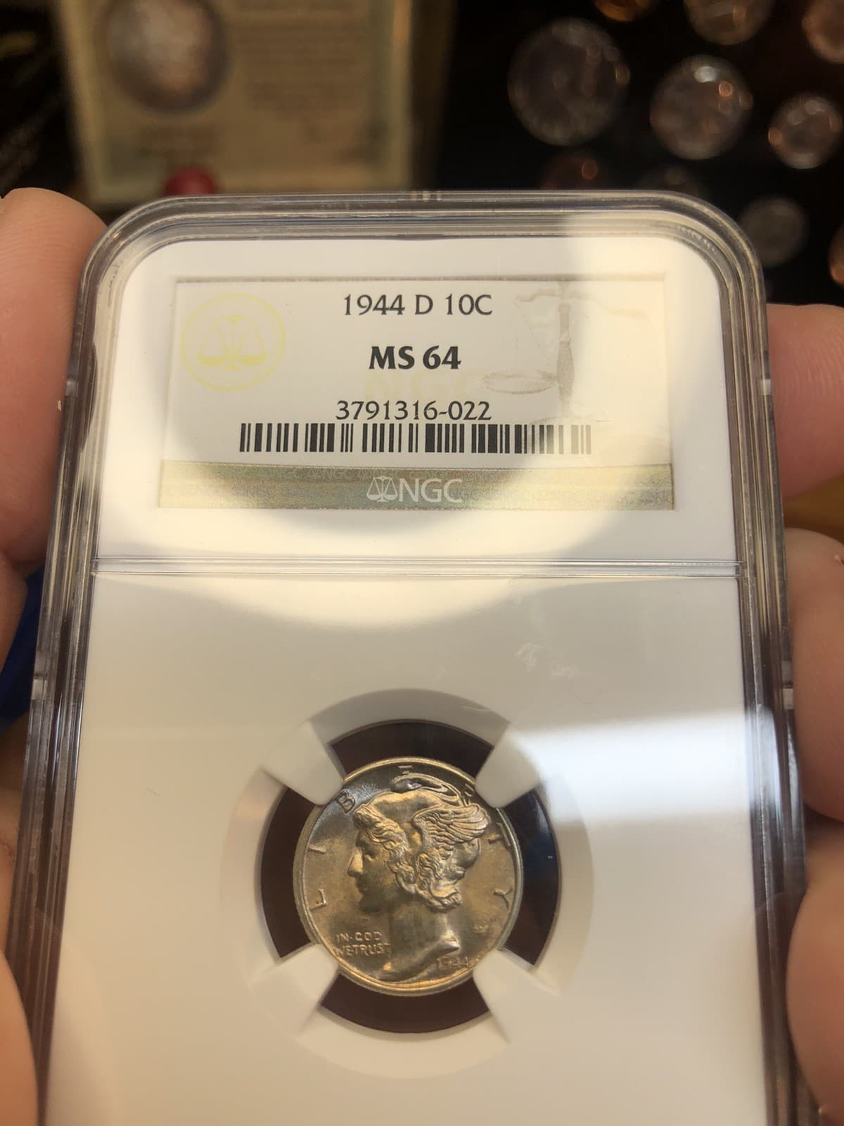 1944-D | Mercury Dime | NGC MS64 | Light Toning 3