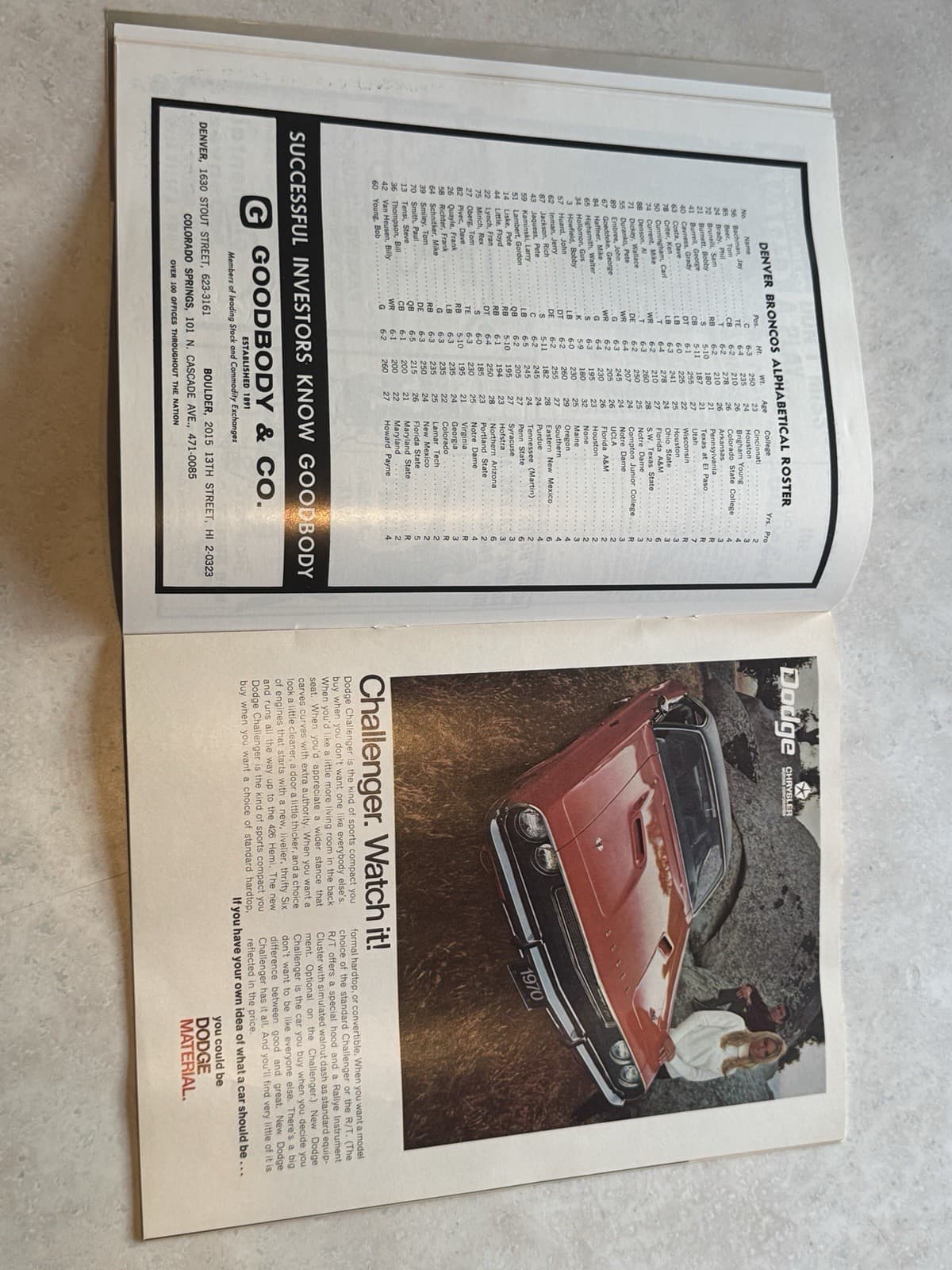 September 21 1969 AFL Program New York Jets at Denver Broncos 4