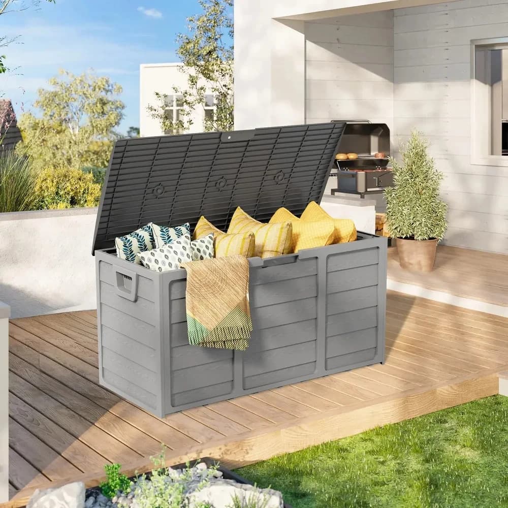 SUNCROWN 75 Gallon Weatherproof Resin Outdoor Storage Deck Box for Furniture 3
