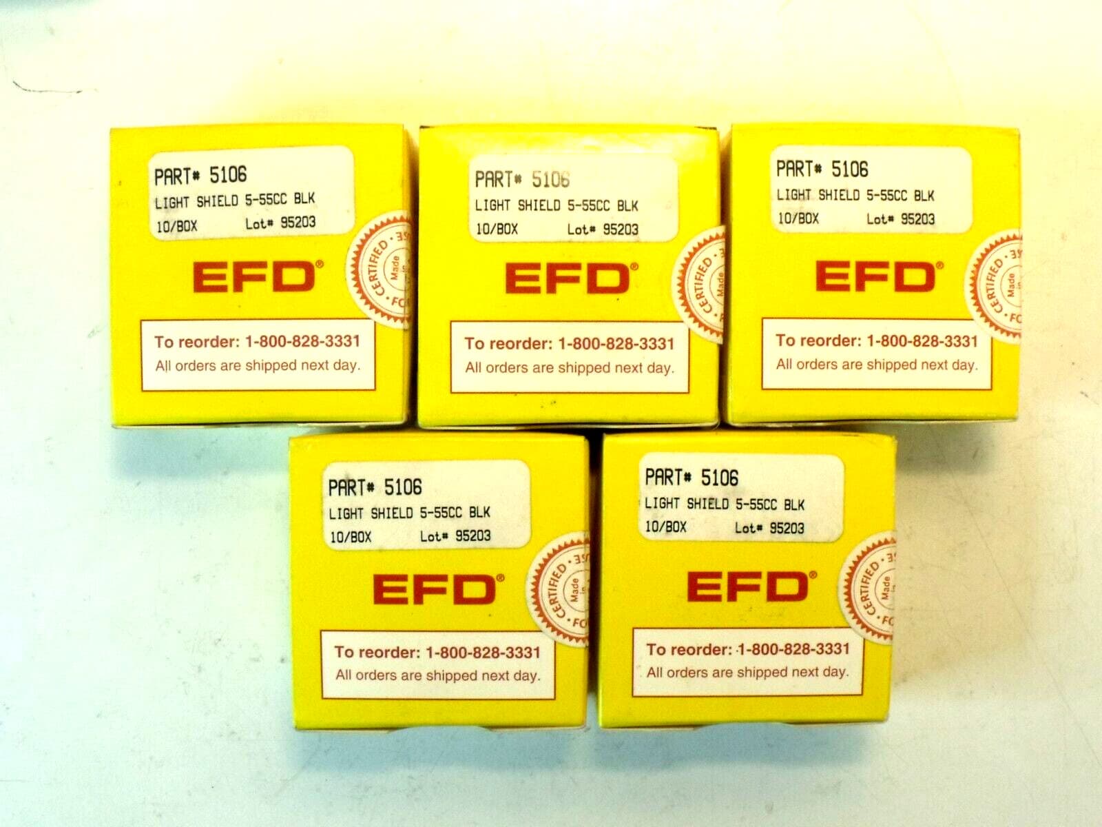 (50) NIB EFD 5106 Tip Shields:  Black, 5-55cc, for UV Cure & Light Sensitive Ad