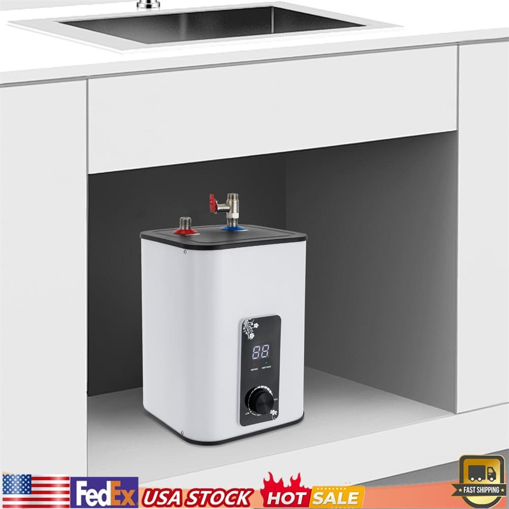 8L Electric Mini Tank Water Heater Rectangle Instant Hot Water Heater 1500W