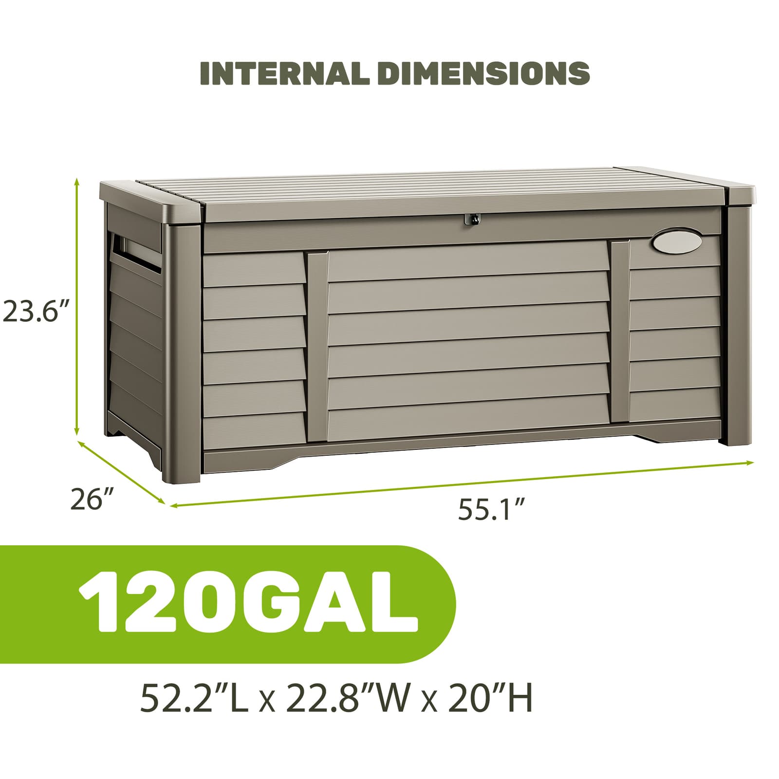120 Gallon Outdoor Storage Box Large Resin Lockable Deck Box with Louver Design 4
