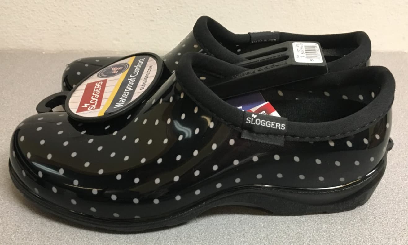 Sloggers 5113BP07 Black Polka Dot Women's Garden/Rain Shoes Size 7 US