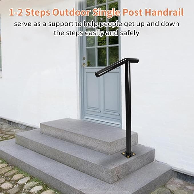 Durable Iron Handrail 2PC for Outdoor Decking 1-2 Step Stair Safety Support 4