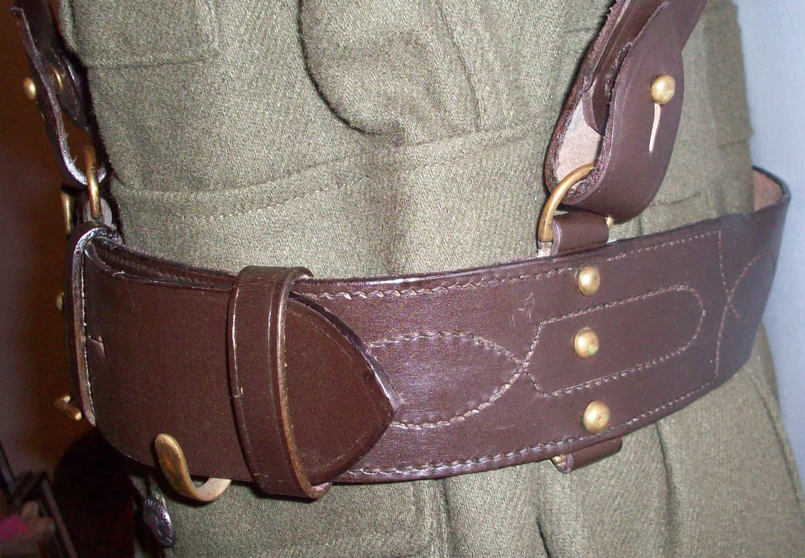 AUSTRALIAN ARMY SAM BROWN OFFICERS LEATHER BELT WITH STRAP - SIZE 44 inch waist 4
