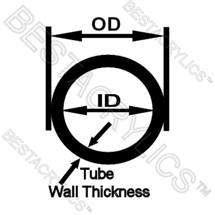 1 5/8” OD x 1 3/8" ID x 12” INCH LONG CLEAR 1/8" WALL ACRYLIC TUBE PLEXIGLASS 2