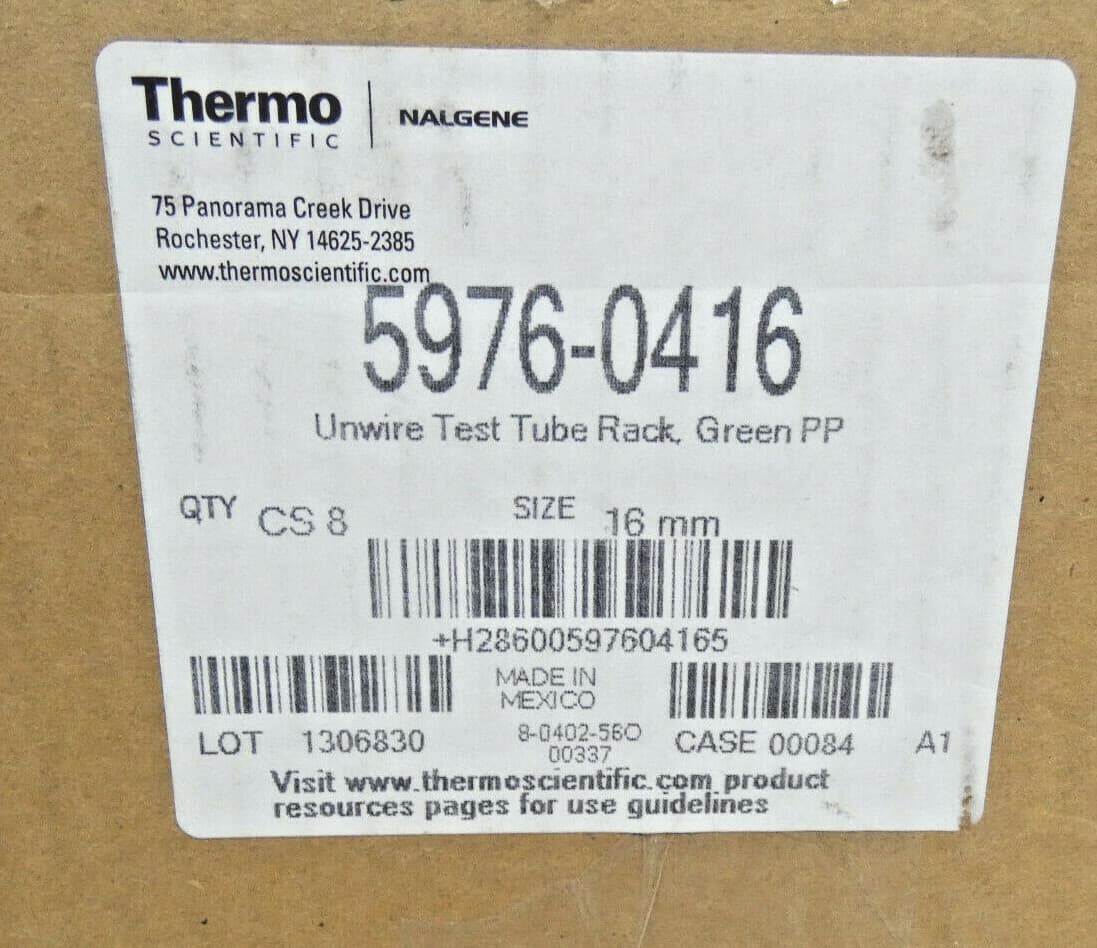 Case of 8 Thermo Scientific 5976-0416 Nalgene Unwire PP Test Tube Rack, 16mm  3
