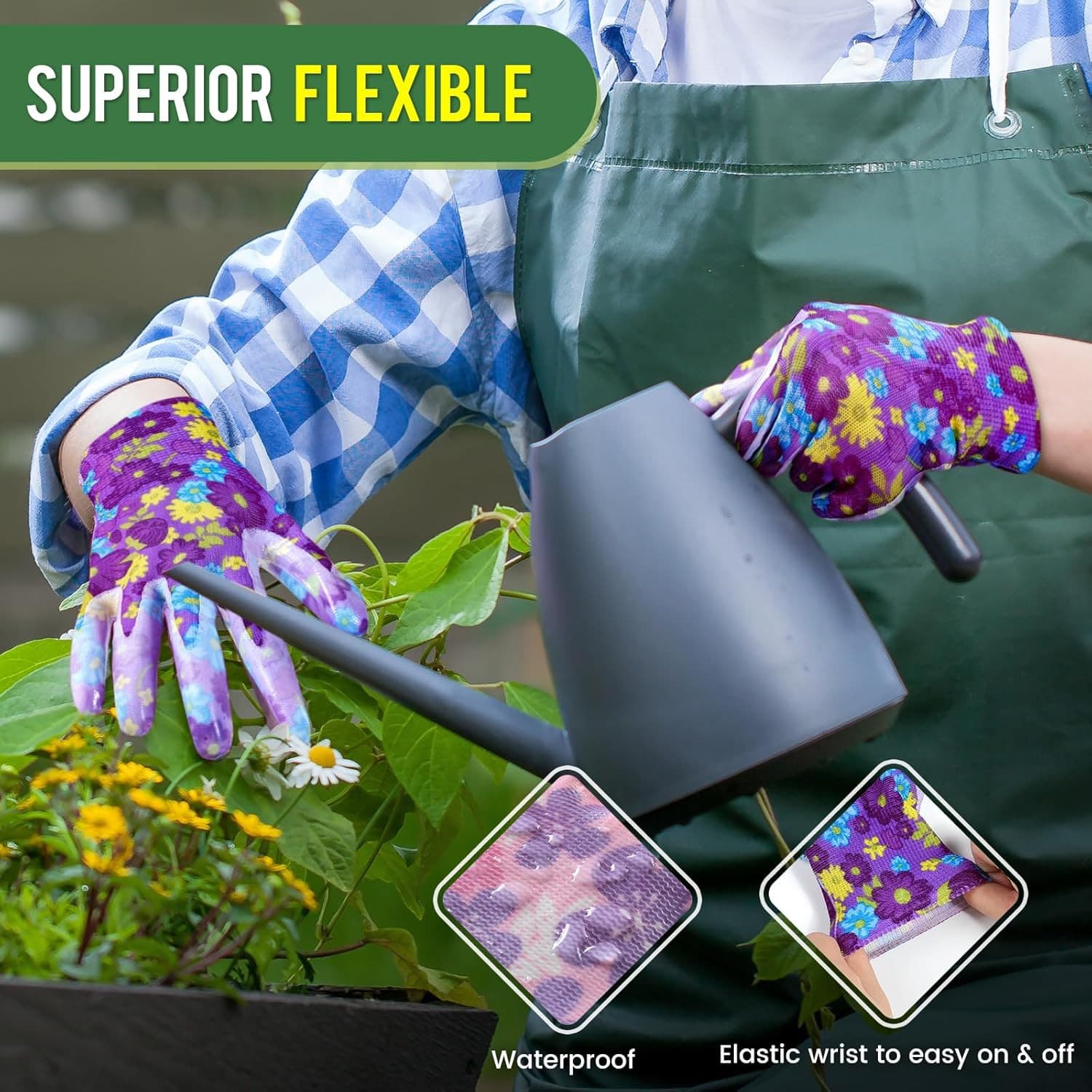 6 Pairs Gardening Gloves for Women - Breathable Rubber Coated Garden Gloves, Mul 5