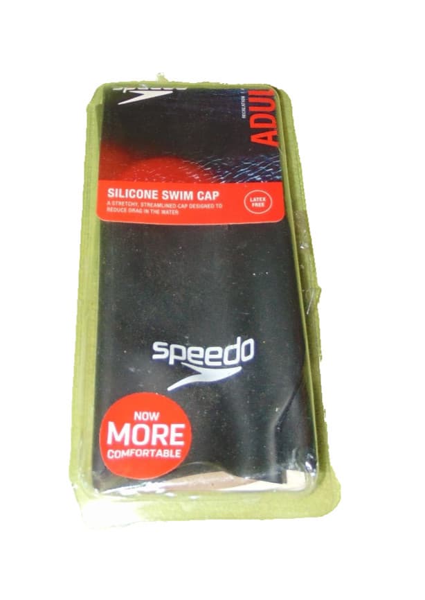 Speedo Black Silicone Swim Cap Adult New Latex Free