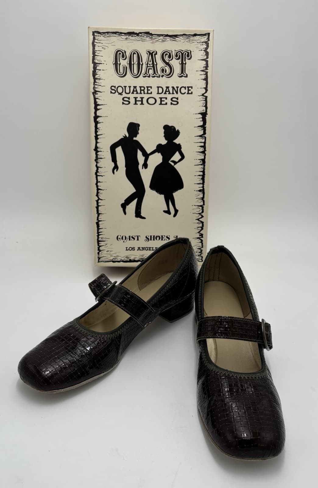 Coast Square Dance Shoes Womens Size 7.5N Brown Basket Vtg 80s orig Box/receipt 2