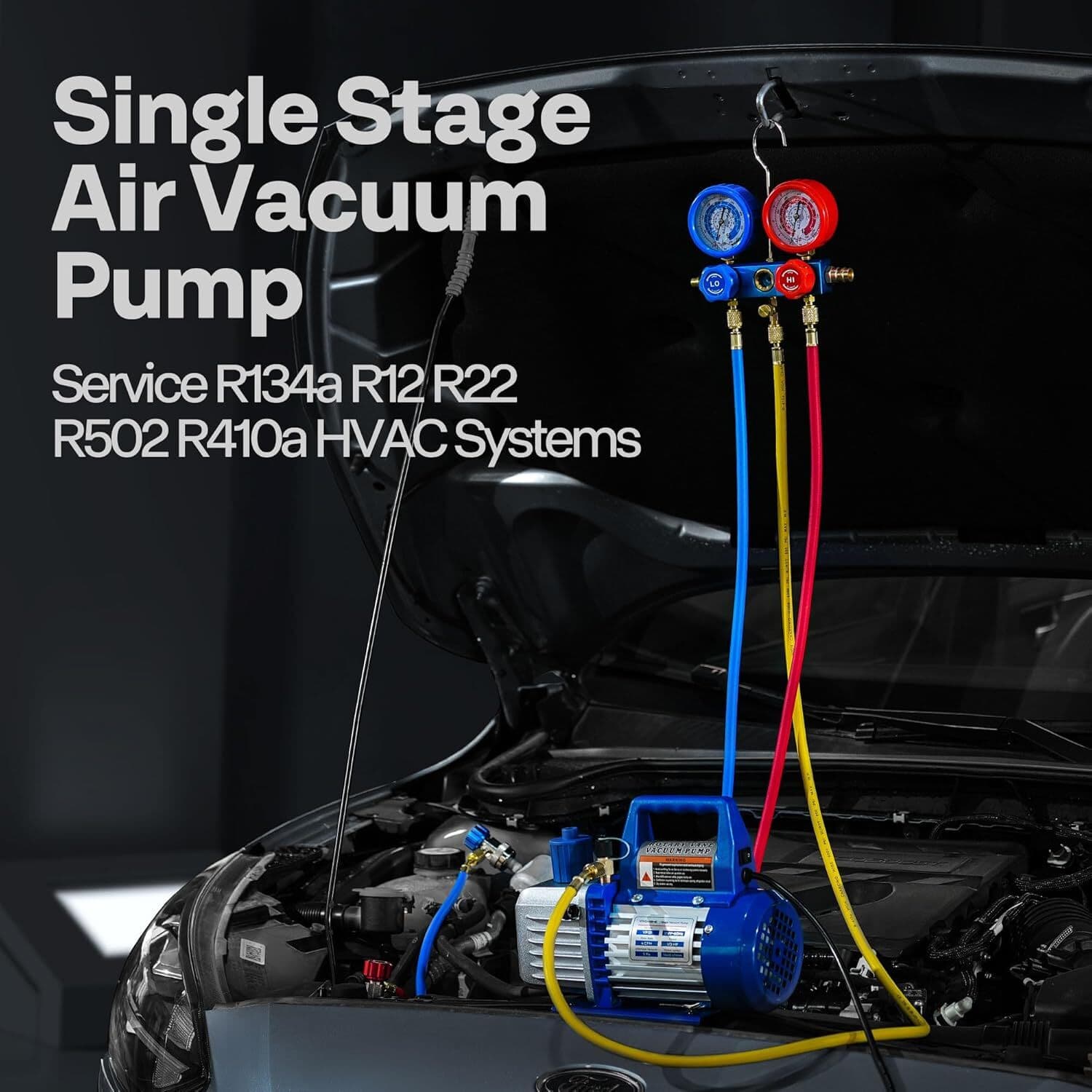 4 CFM Vacuum Pump HVAC Refrigeration AC Manifold Gauge R134A R502 Kit ETL Listed 3