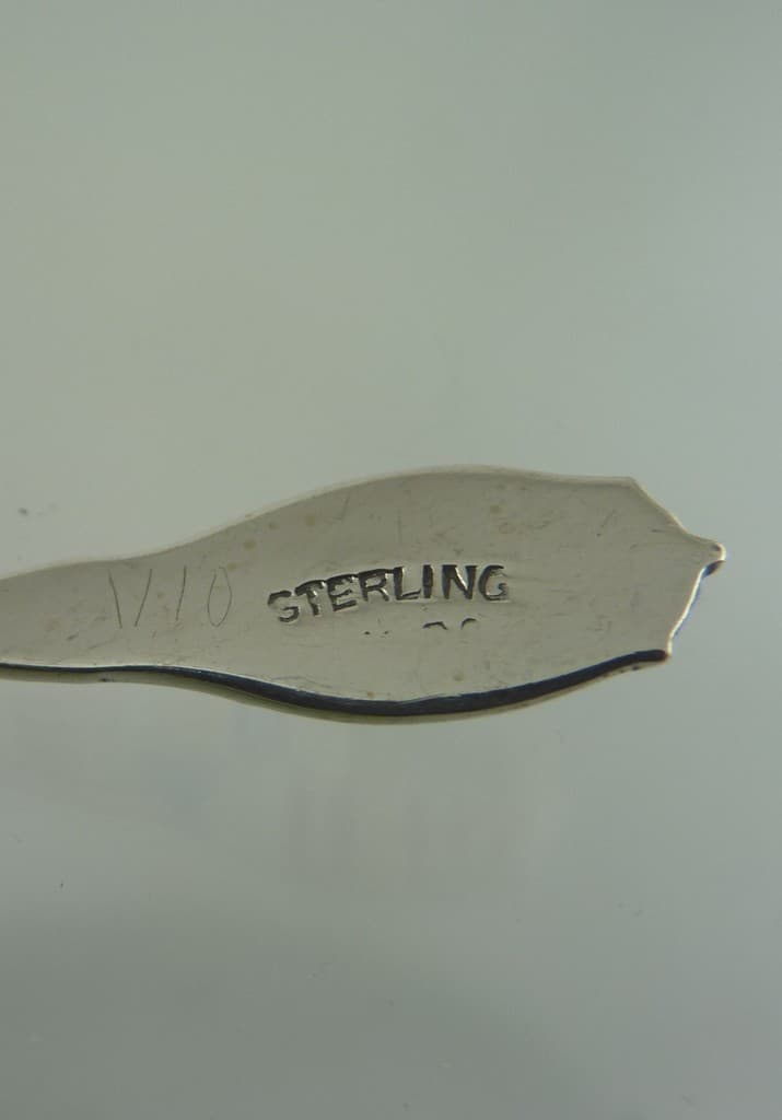 STERLING & ENAMEL SOUVENIR SPOON SASKATOON CANADA BY makers mark rubbed 3