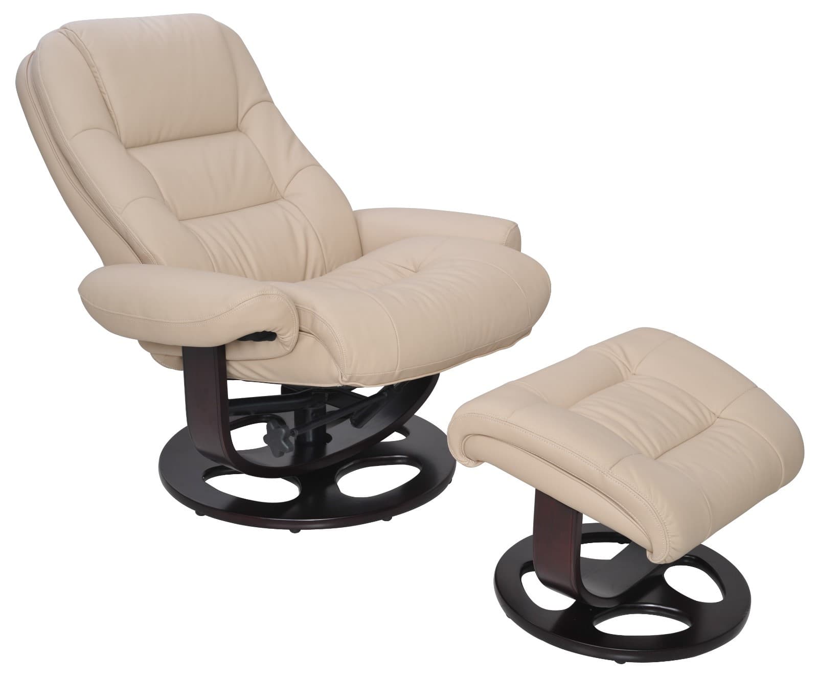 Barcalounger Jacque II Genuine Ivory Hilton Leather Recliner Chair and Ottoman 2